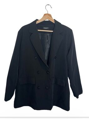 Nasty Gal Collection Black Double Breasted Oversized Blazer Jacket Retail $130